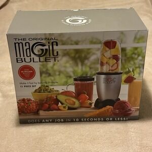 NEW The Original Magic Bullet 11 Piece Set Blender & Mixer, Silver Chop Mince